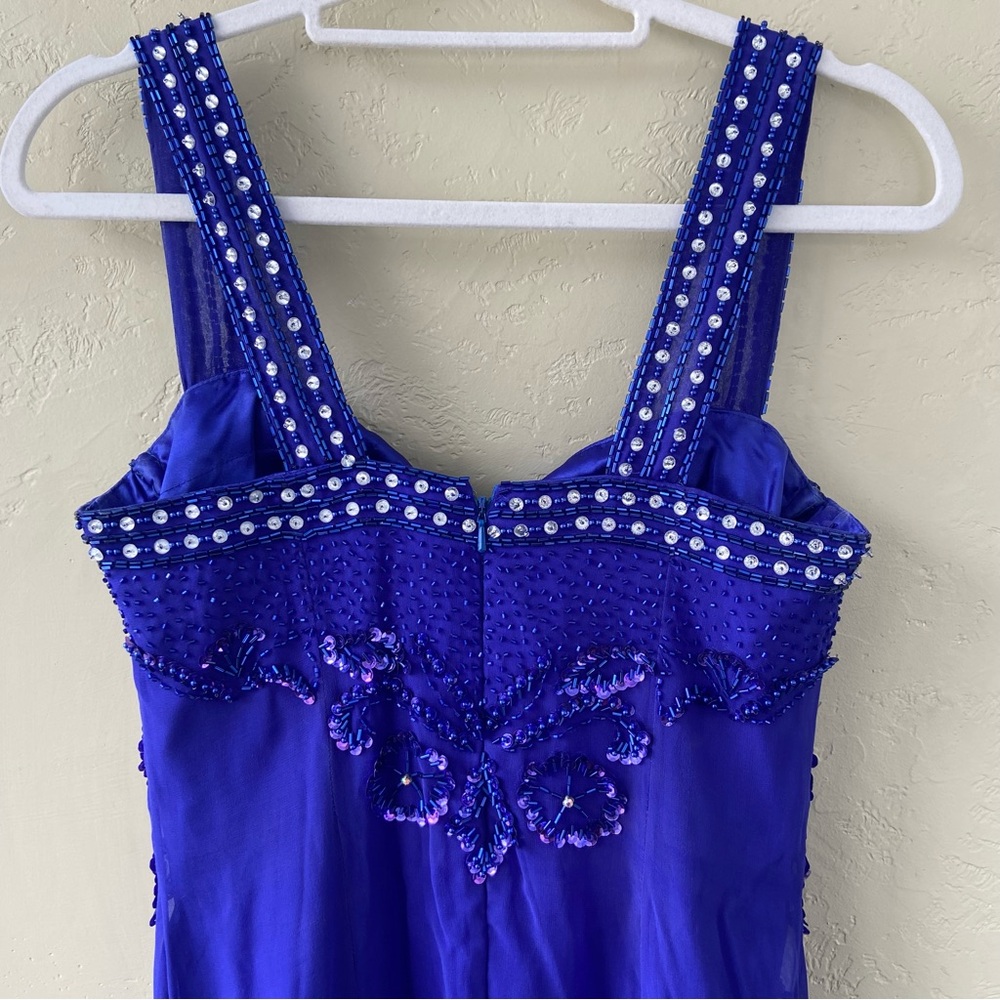 Stunning Alyce Designs formal gown - sapphire blue w/ silver and blue beading - Picture 4 of 13